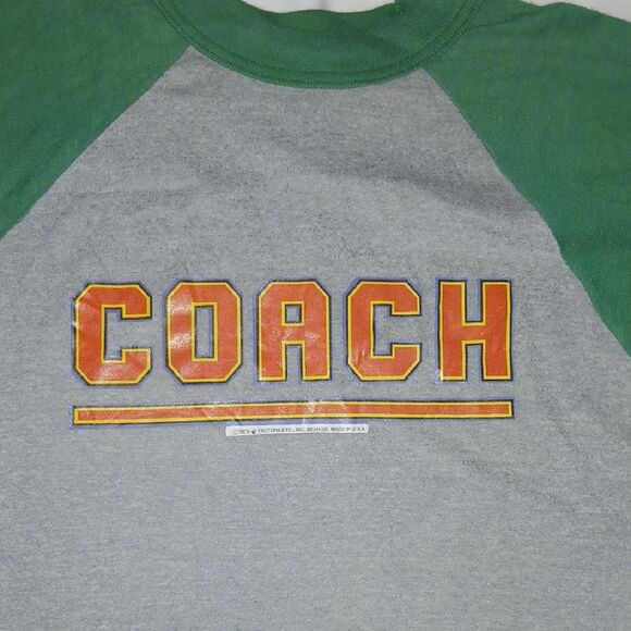 Vintage 70s Coach Green and Gray Raglan Tee - Picture 2 of 6